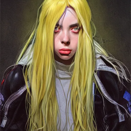 Image similar to Billie Eilish, by Chris Moore, by Mark Brooks, by Donato Giancola