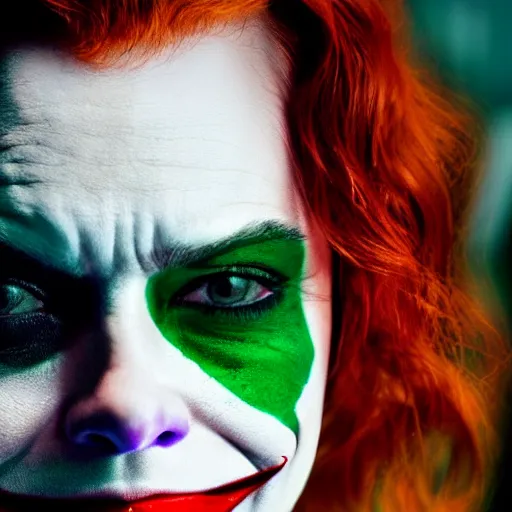 Prompt: Emma Stone as (The Joker) stunning awe inspiring beautiful 8k hdr colorful lighting