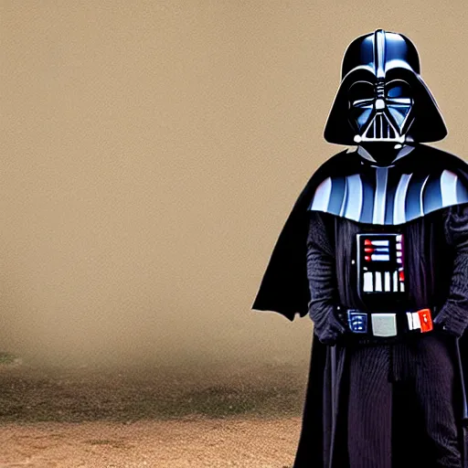 Prompt: Darth Vader in poverty