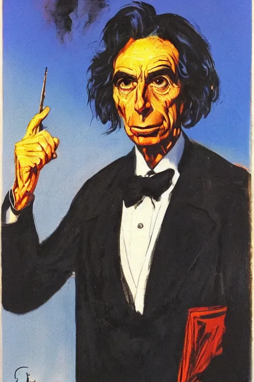 Prompt: portrait of bertrand russell as villain, by basil gogos