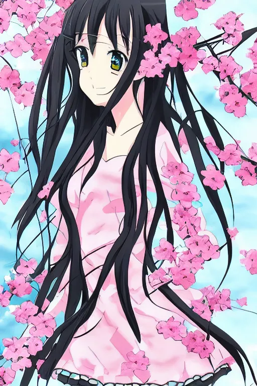 Image similar to anime girl, anime style drawing, cherry blossom in the background