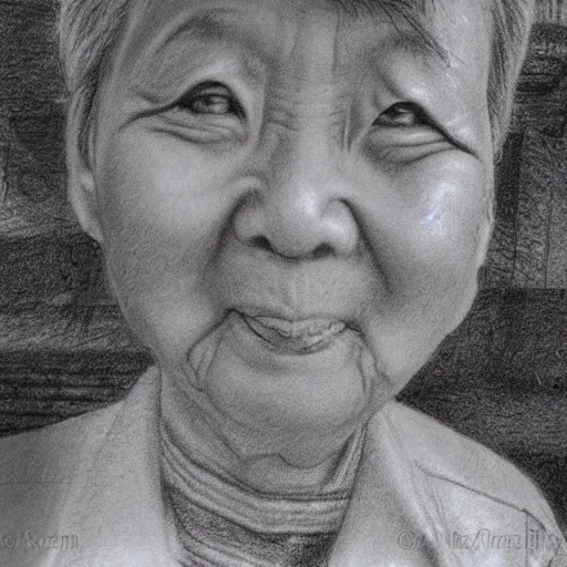 Prompt: portrait in jiufen taiwan detailed pencil drawing