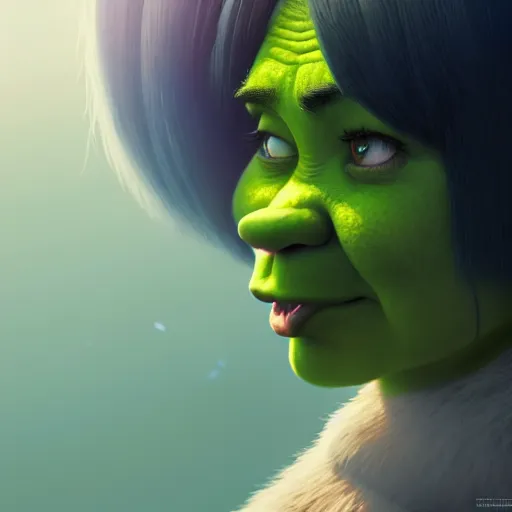 Prompt: shrek by tom bagshaw and ilya kuvshinov, rtx reflections, octane render 1 2 8 k, extreme high intricate details by wlop, digital anime art by ross tran, wide shot, close up shot, composition by sana takeda, dramatic lighting by greg rutkowski