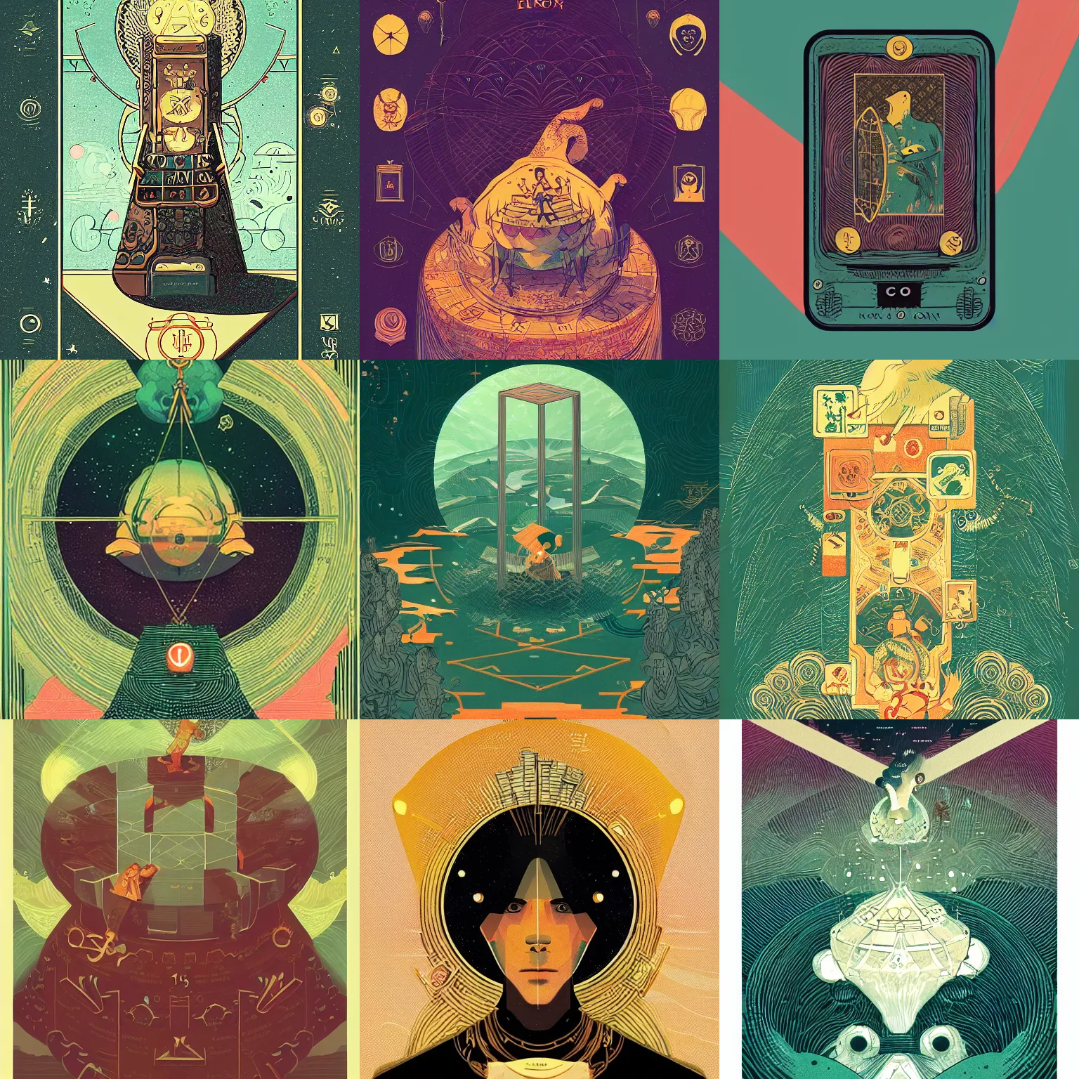 Prompt: ui designer ， icon design ， the game icon ， tarot by victo ngai