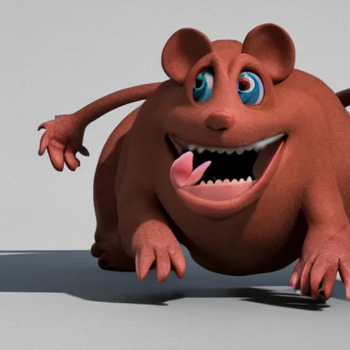 Prompt: the farty rat exploded, pixar style, high quality render, blender, octane, 4 k