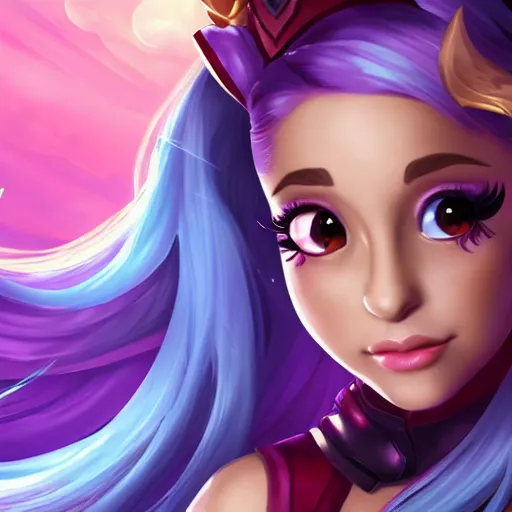 Image similar to Ariana Grande, league of legends splash art