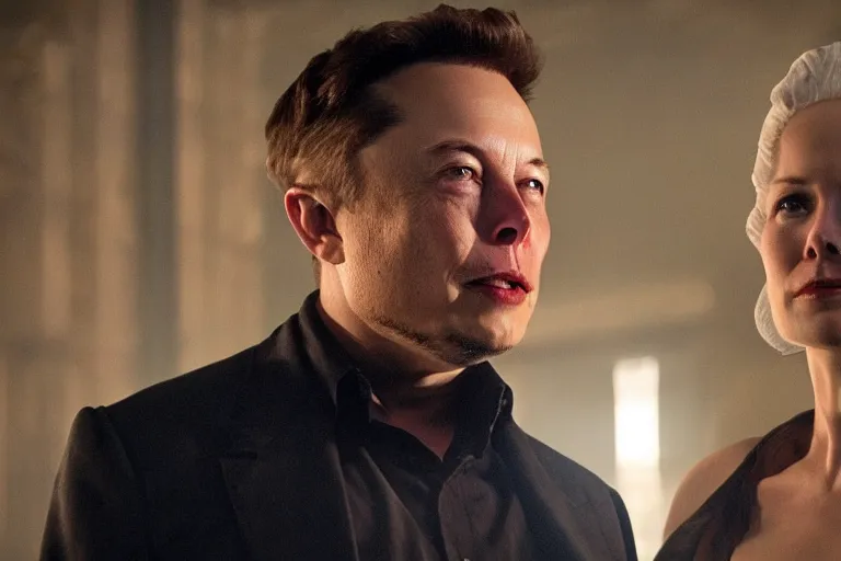 Image similar to Elon Musk creating Delores in the Westworld tv show