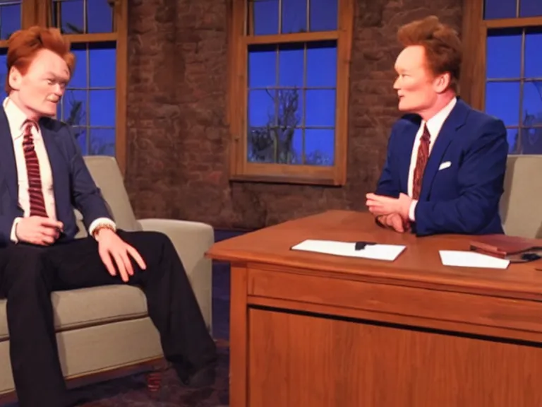 Image similar to Conan O’Brian interviewing George Washington; Late Night with Conan O'Brien