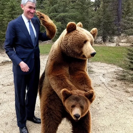 Image similar to Jerome Powell hugging a bear