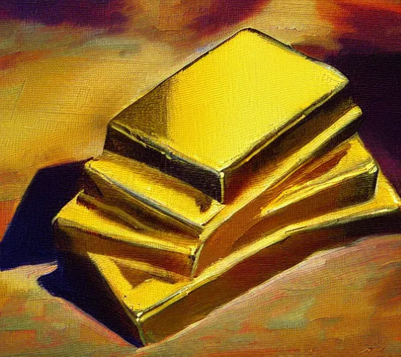 Image similar to gold bars business money oil painting