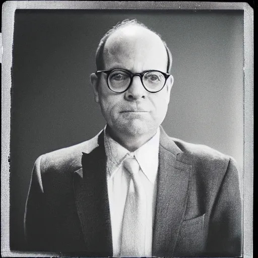 Image similar to Portrait of George Costanza in a suit, ethereal, polaroid, by Iwai Shunji