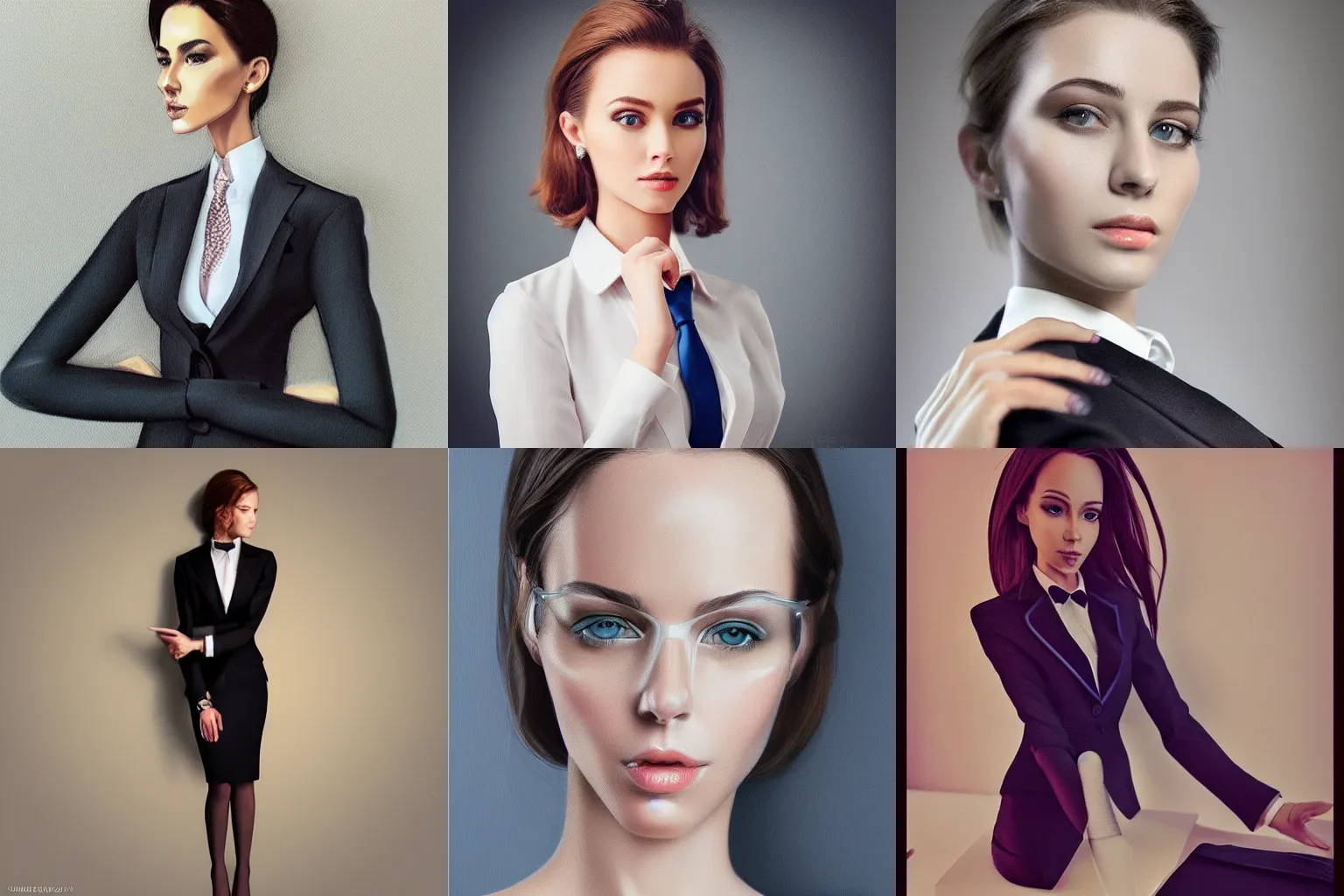 Prompt: beautiful girl, perfect face, fine details, formal business suit, sensual, studio lighting, trending on instagram, half body, detailed and intricate, super detailed by kemp, peter