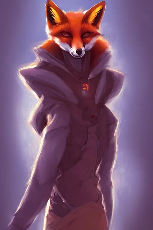 Image similar to a fox fursona, trending on artstation, by kawacy, furry art, digital art, cyberpunk, high quality, backlighting