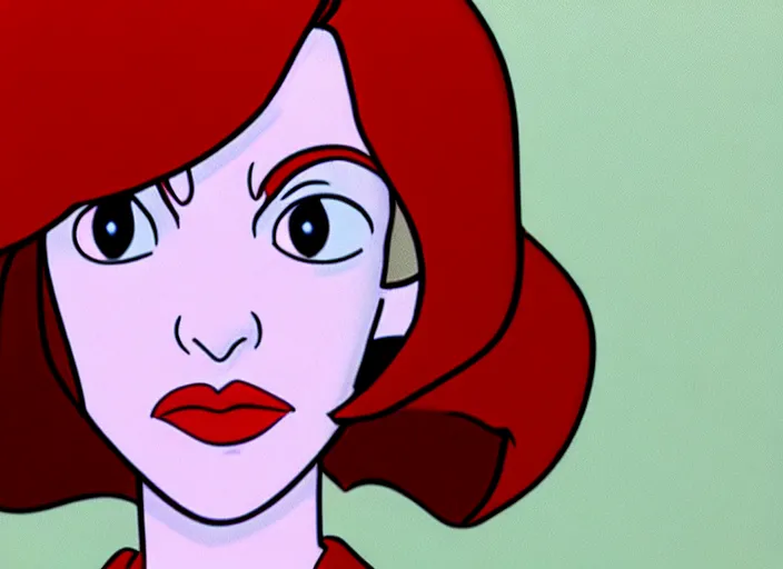 Prompt: an animation cel of dana scully, in the style of netflix animation, toei animation, filmation animation, traditional animation, sharp detail