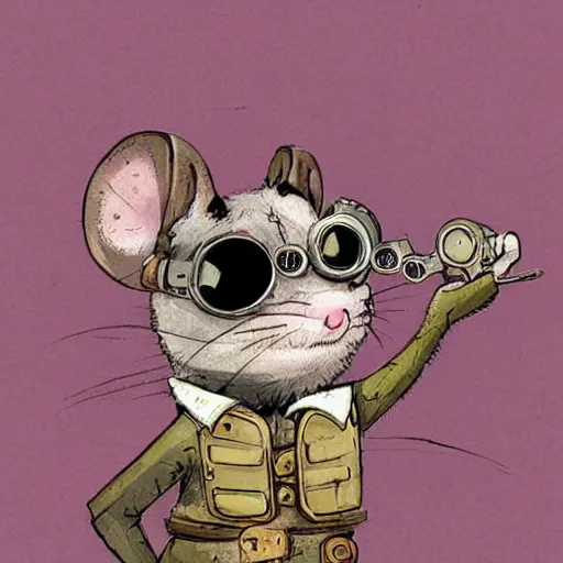 Image similar to a rat with steampunk googles, by Ian McQue