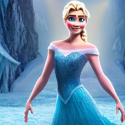Prompt: the rock as elsa in live action disney frozen, 8k resolution, full HD, cinematic lighting, award winning, anatomically incorrect