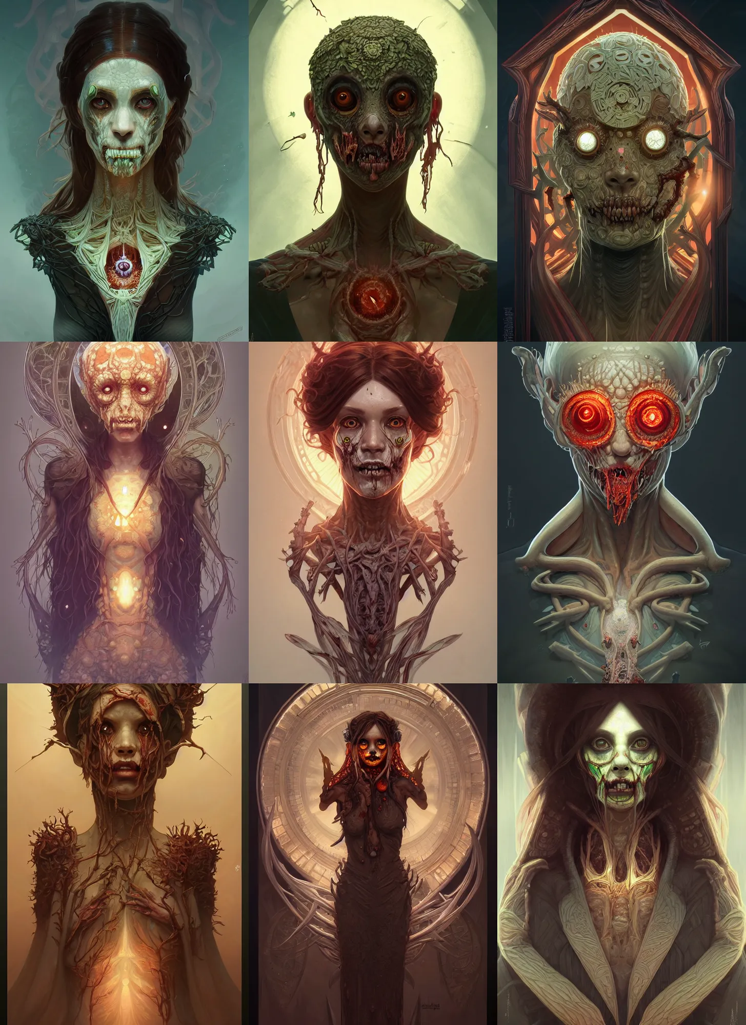 Prompt: symmetry!! rpg portrait of a weird fungus zombie, intricate, highly detailed, digital painting, artstation, concept art, smooth, sharp focus, illustration, art by artgerm and greg rutkowski and alphonse mucha, 8 k