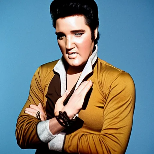 Image similar to elvis posing for a promotional still for his 1 9 8 8 comeback special part 2, 3 5 mm production still