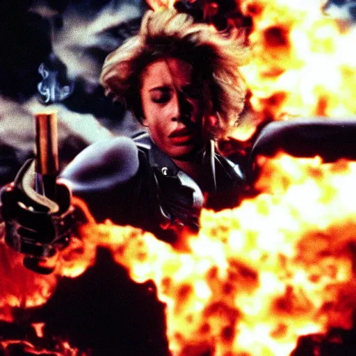 Image similar to film still from the 1995 movie 'Future Ignition'. Exciting action scene. Sigma 85mm f/8