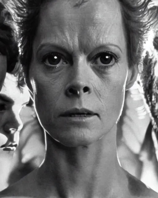 Image similar to a film still from alien ( 1 9 7 9 ) starring sigourney weaver, tom skerrit, ian holm, john hurt, yaphet koto, veronica cartwright,