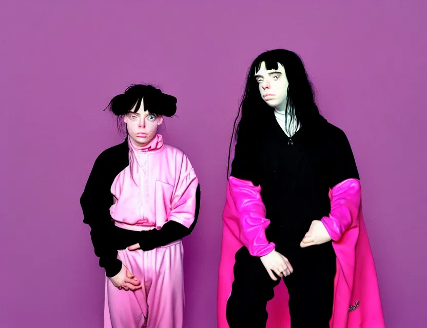 Image similar to billie eilish futurism mapplethorpe pink studio ghibli