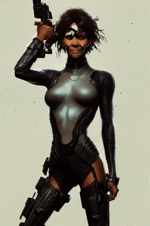 Image similar to halle berry storm as aeon flux profile picture by Greg Rutkowski, dynamic pose, intricate, futuristic, fantasy, elegant, by Stanley Artgerm Lau, greg rutkowski, thomas kindkade, alphonse mucha, loish, norman Rockwell,