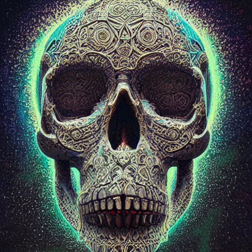 Image similar to portrait_of_a_melting_skull._intricate_abstract._psychedelic_liquod_embossed_intricate_artwork._by_Tooth_Wu_wlop_beeple_dan_mumford._octane_render_trending_on_artstat