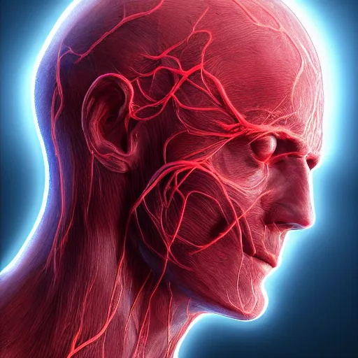 Prompt: human head blood vessels, highly detailed, digital painting, artstation, concept art, movie still, smooth, sharp focus uhd 8 k, cell cover style