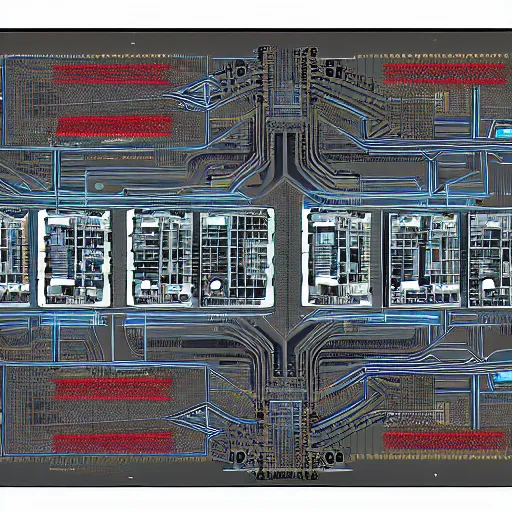 Prompt: intricate sci fi panel digital urban circuit design by futureimaging