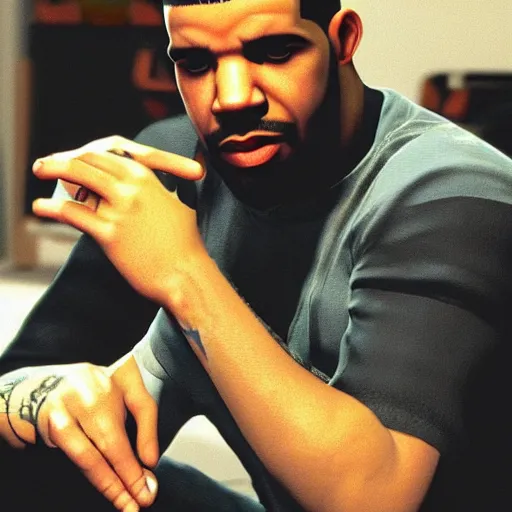 Image similar to drake, playstation 2, gameplay, rapper,