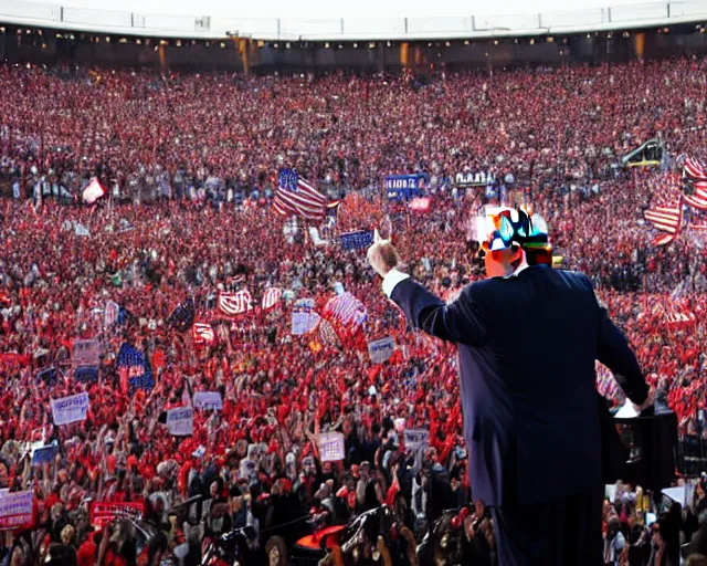 Image similar to Donald Trump with 10,100 adoring Supporters .