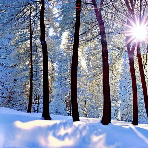 Image similar to winter forest, snow, trees, sunny : : by benoit b mandelbrot