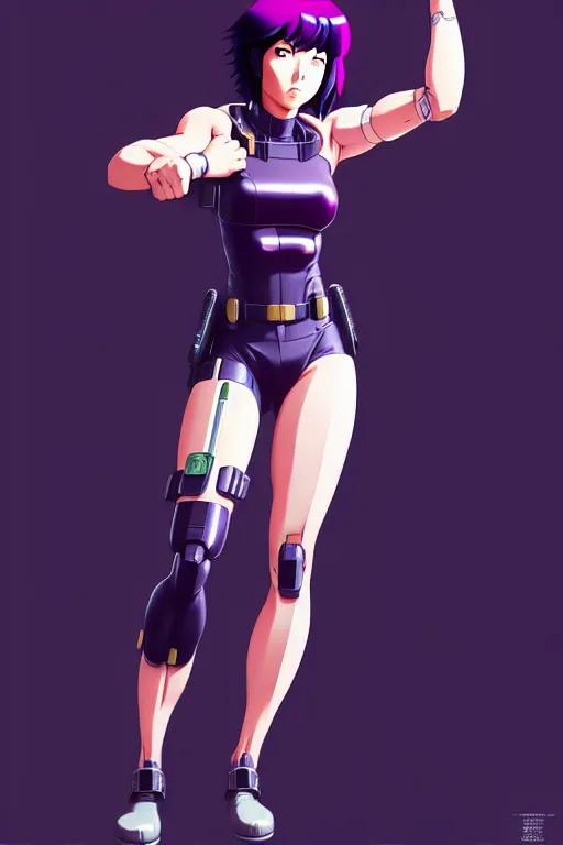 Image similar to a fullbody pose of motoko kusanagi the major ghost in the shell : : stand alone complex, under repairs, maintenance : : by ilya kuvshinov, rossdraws, artgerm, sola digital arts, anti aliasing, raytracing : :