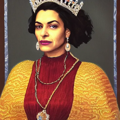 Prompt: portrait of queen avasarala from the expanse, royal, crown, classic painting