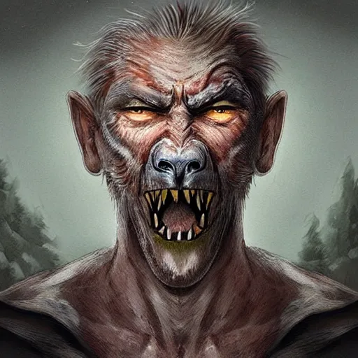Prompt: “a fantasy digital portrait of ((((((((((((((((((((((((((an old man)))))))))))))))))))))))))), werewolf”