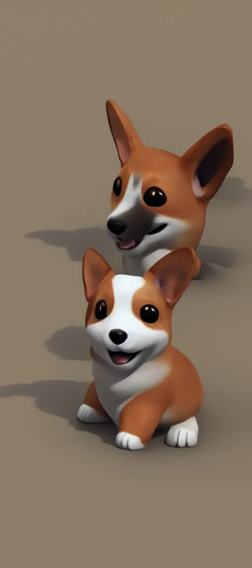 Image similar to An iPhone wallpaper of a cute corgi, 3D render, ray tracing