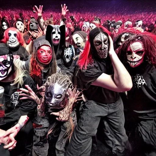 Prompt: slipknot concert moshpit of Juggalo jar jar binks