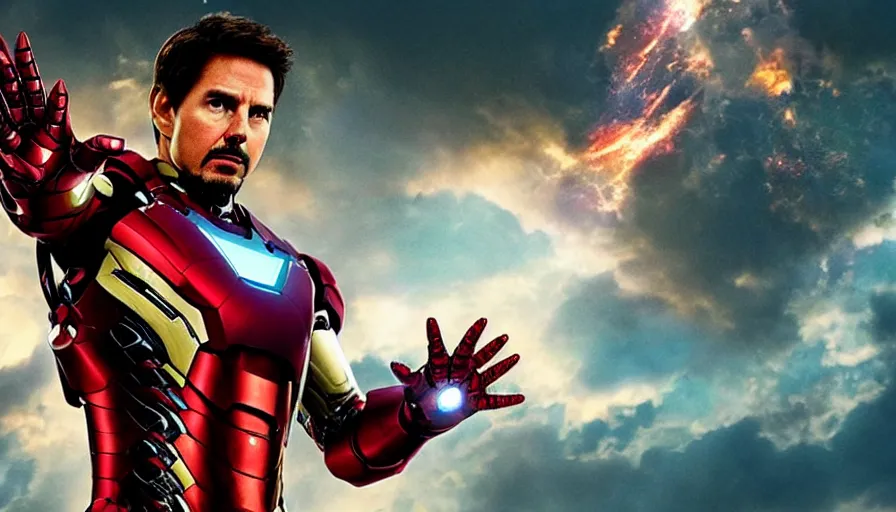 Image similar to Tom Cruise as Iron Man in the MCU, cinematic lighting, close-up, cinematography