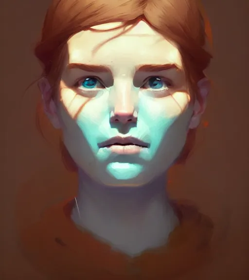 Image similar to portrait of a woman raised on the island face tatooes by atey ghailan, by greg rutkowski, dynamic lighting, gradient light blue, brown, blonde cream and white color scheme, grunge aesthetic