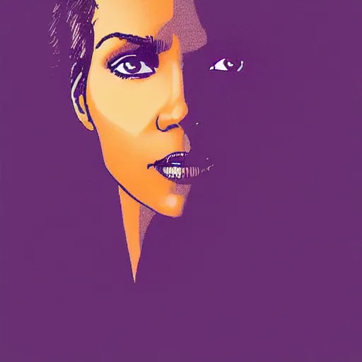 Image similar to “ halle berry retro minimalist portrait by jean giraud, moebius, sharp, smooth face, retro comic, 8 k ”