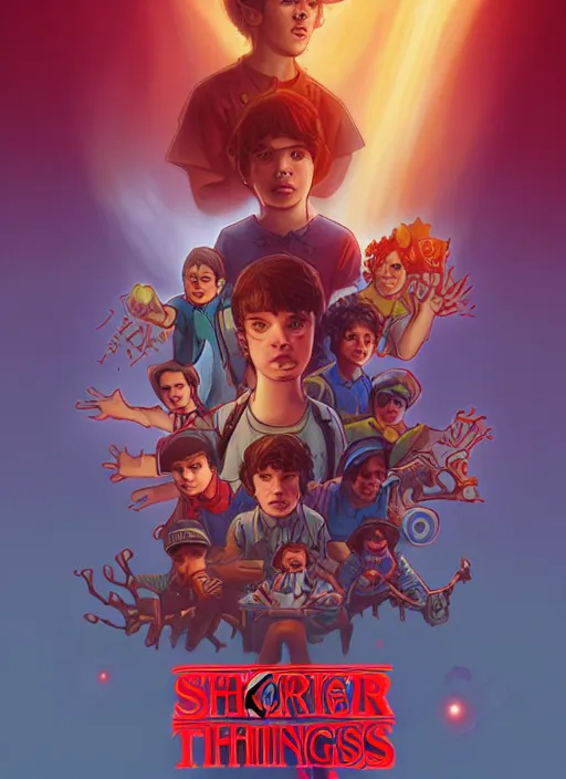 Image similar to hero world stranger things, behance hd by jesper ejsing, by rhads, makoto shinkai and lois van baarle, ilya kuvshinov, rossdraws global illumination