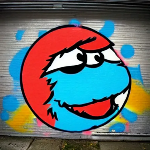Image similar to cookie monster in the style of amazing graffiti art