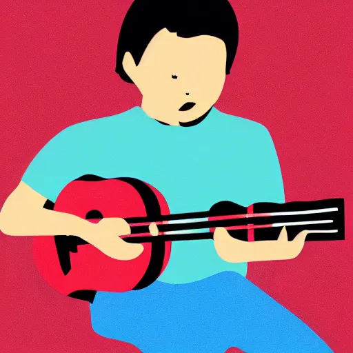 Image similar to illustration of a boy playing a ukulele