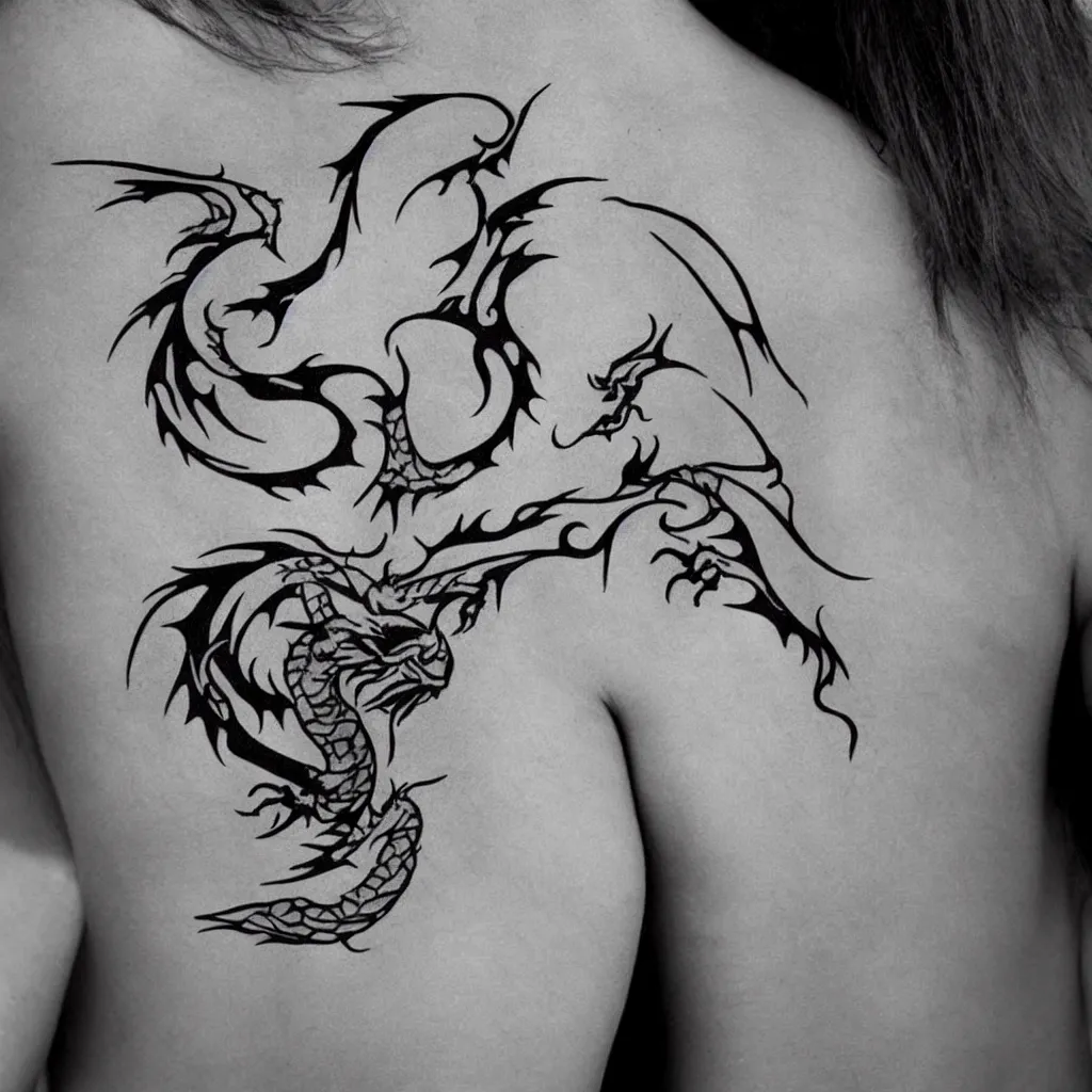 Prompt: dragon tattoo, minimalistic