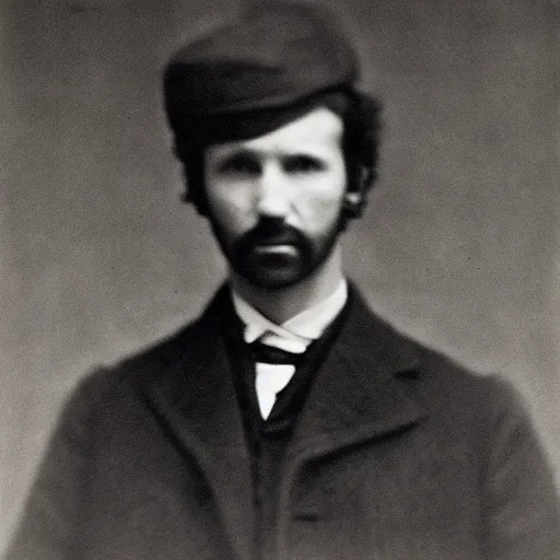 Image similar to close up photo portrait of a 19th male detective in a medical coat by Diane Arbus and Louis Daguerre