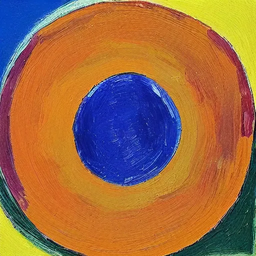 Prompt: a circle on a table, expressionist, art,