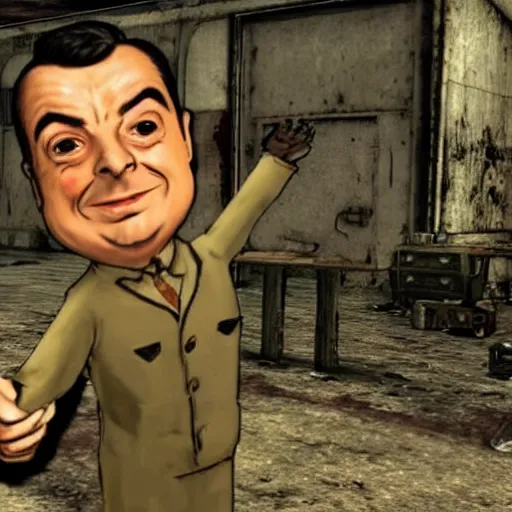 Prompt: mr bean in fallout 3