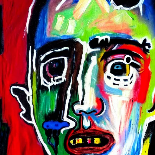 Image similar to detailed neo expressionism oil painting of sad boy lil peep rapper by basquiat