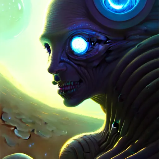 Image similar to highly detailed portrait from a male alien, extraterrestrial, aquatic, stephen bliss, unreal engine, fantasy art by greg rutkowski, loish, rhads, ferdinand knab, makoto shinkai and lois van baarle, ilya kuvshinov, rossdraws, tom bagshaw, global illumination, radiant light, detailed and intricate environment