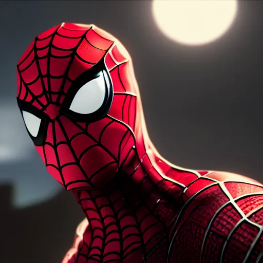 Image similar to characters merged portrait of Spiderman with MoonKnight, 4k, highly detailed, cinematic lighting